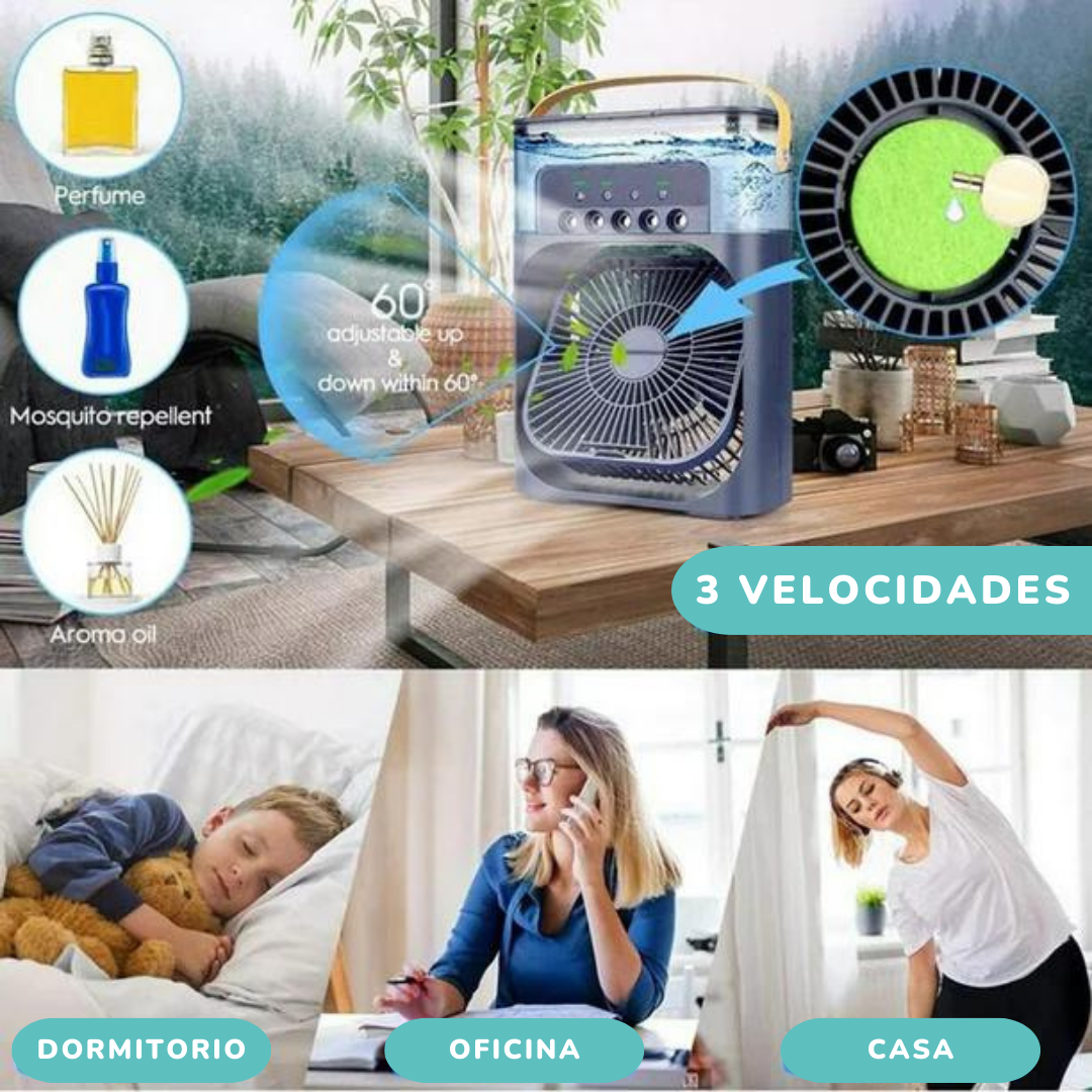 VENTILADOR DE AIRE HELADO PORTÁTIL CON HUMIFICADOR